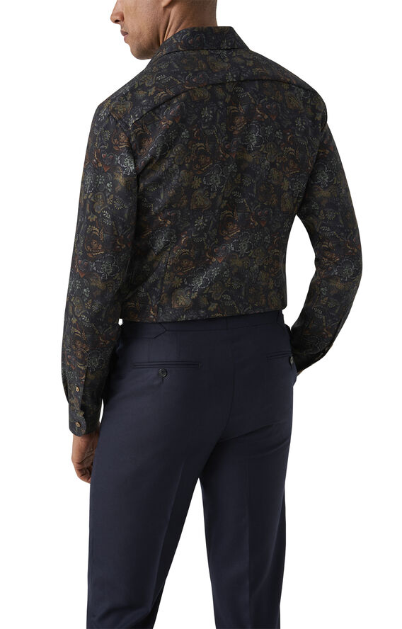 ETON Contemporary Fit Floral Merino Wool Shirt Brun