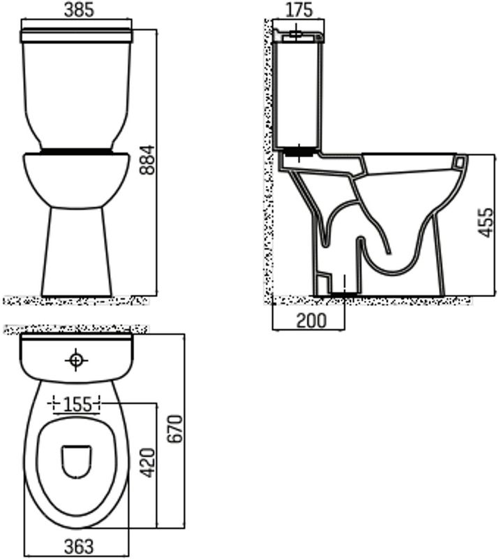 Boss & Wessing - Mala - Toiletpot Staand - Verhoogd Met Bidet Onder Aansluiting - Wit - Keramiek
