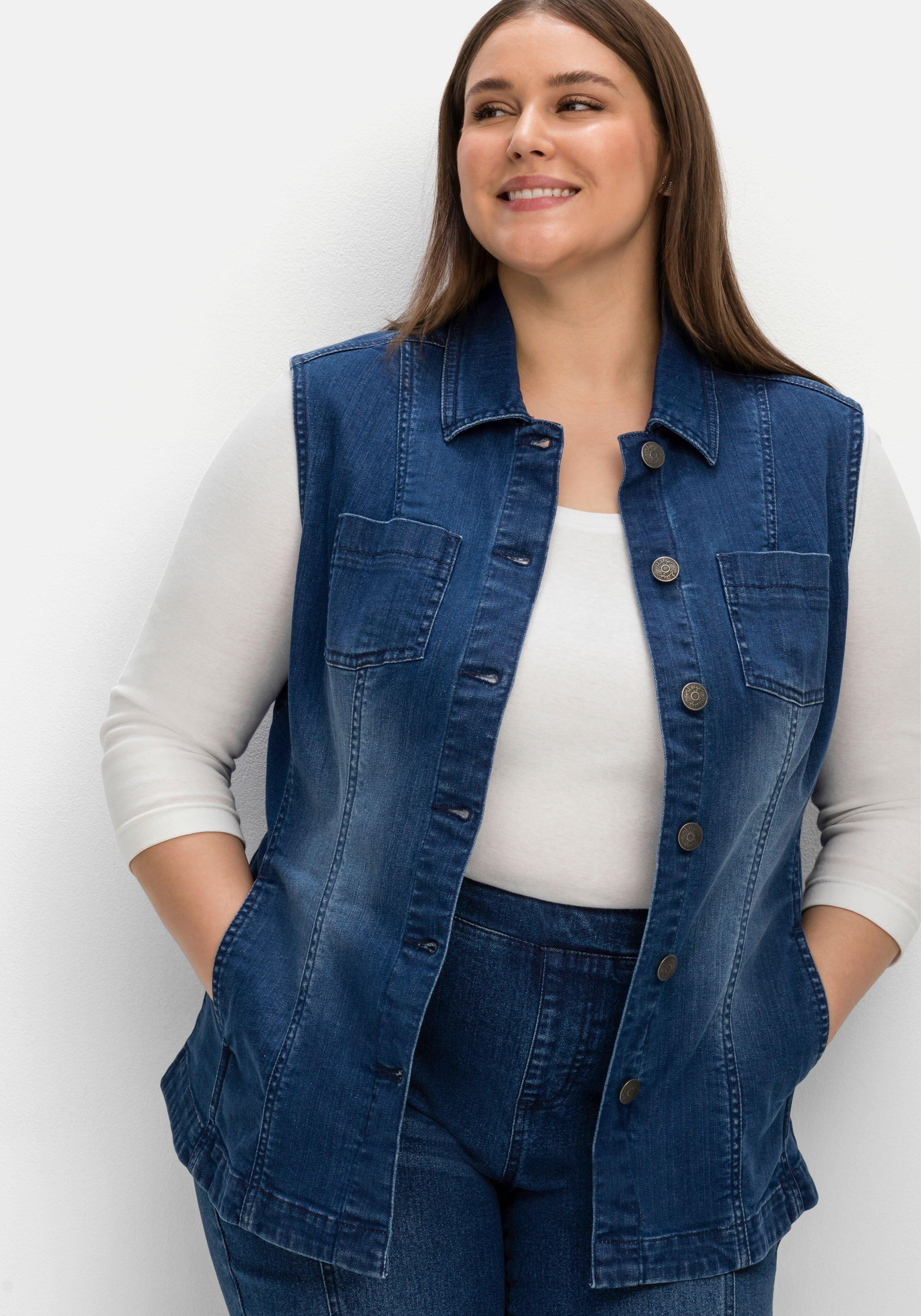 Taillierte Jeansweste mit Umlegekragen