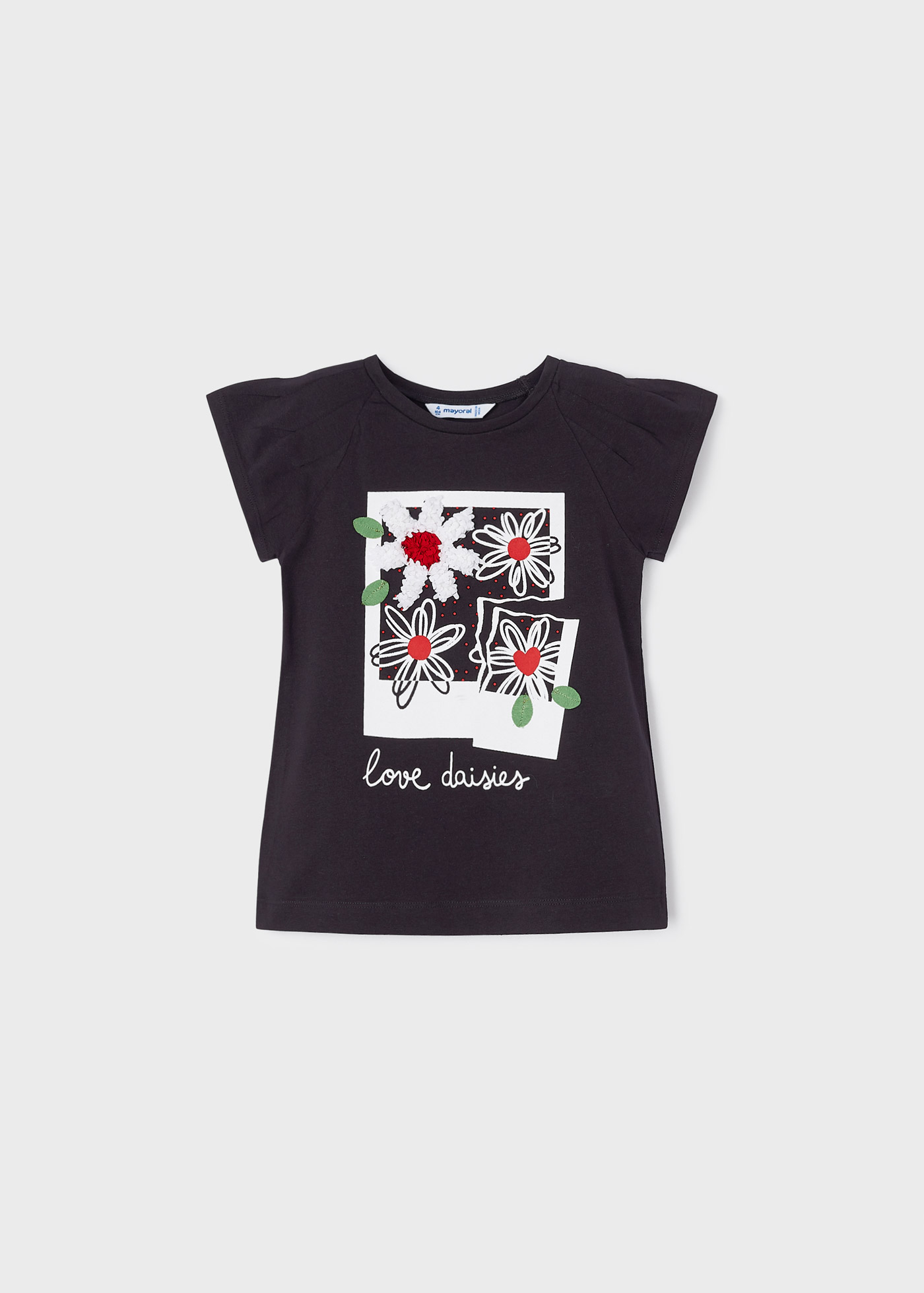 Camiseta de algodão de manga curta com estampa para meninas