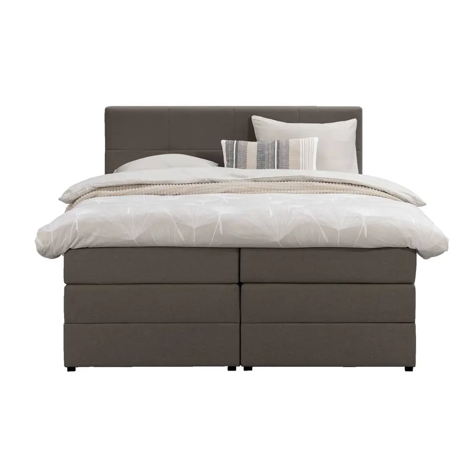 Boxspring met opbergruimte Liv geblokt - donkerbruin - 160x200 cm