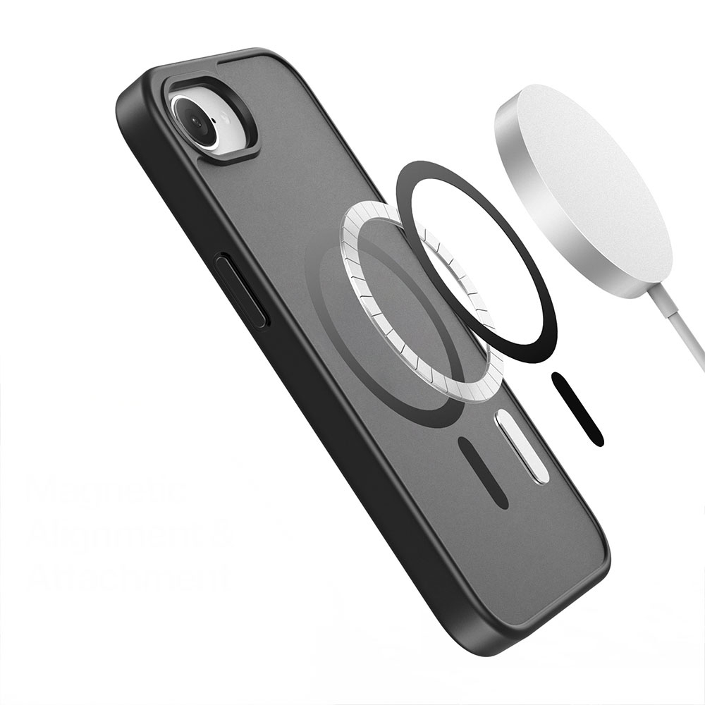 iPhone 16e MagSafe Hybrid Hardcase Hülle mit TPU Bumper - Schwarz