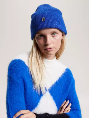 Gorro de malha canelada com monograma TH