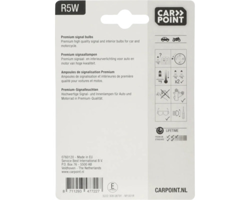 Carpoint Premium Autolampen 12V Lamptype R5W Verpakking = 2 stuks