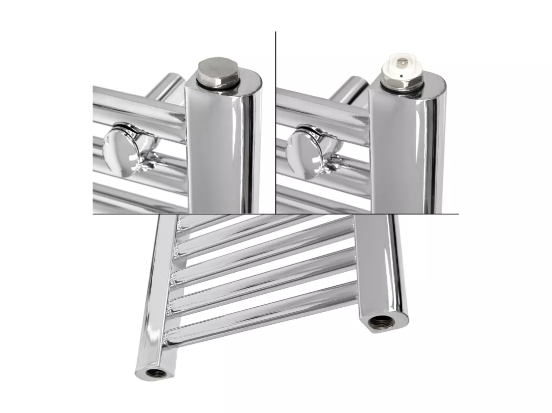 Radiateur de salle de bain électrique 300W, 500 x 800 mm, chrome, droit avec raccordement