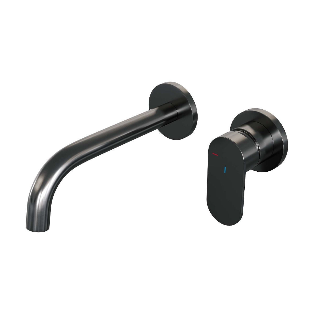 Brauer Gunmetal Edition ColdStart wastafelkraan inbouw gebogen uitloop en rozetten model C1 gunmetal geborsteld PVD