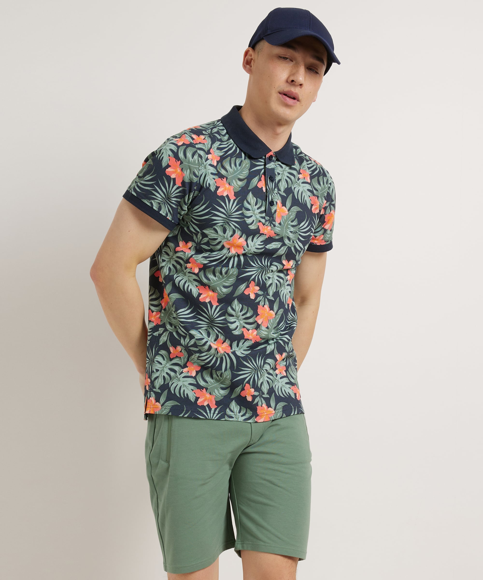 pique polo bloemenprint