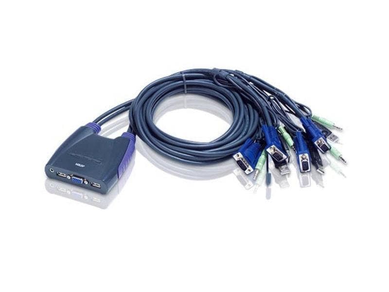 Aten KVM Switch CS64US KVM-Switch mit vier Ports für USB-Eingabegeräte und VGA-Grafik Ton