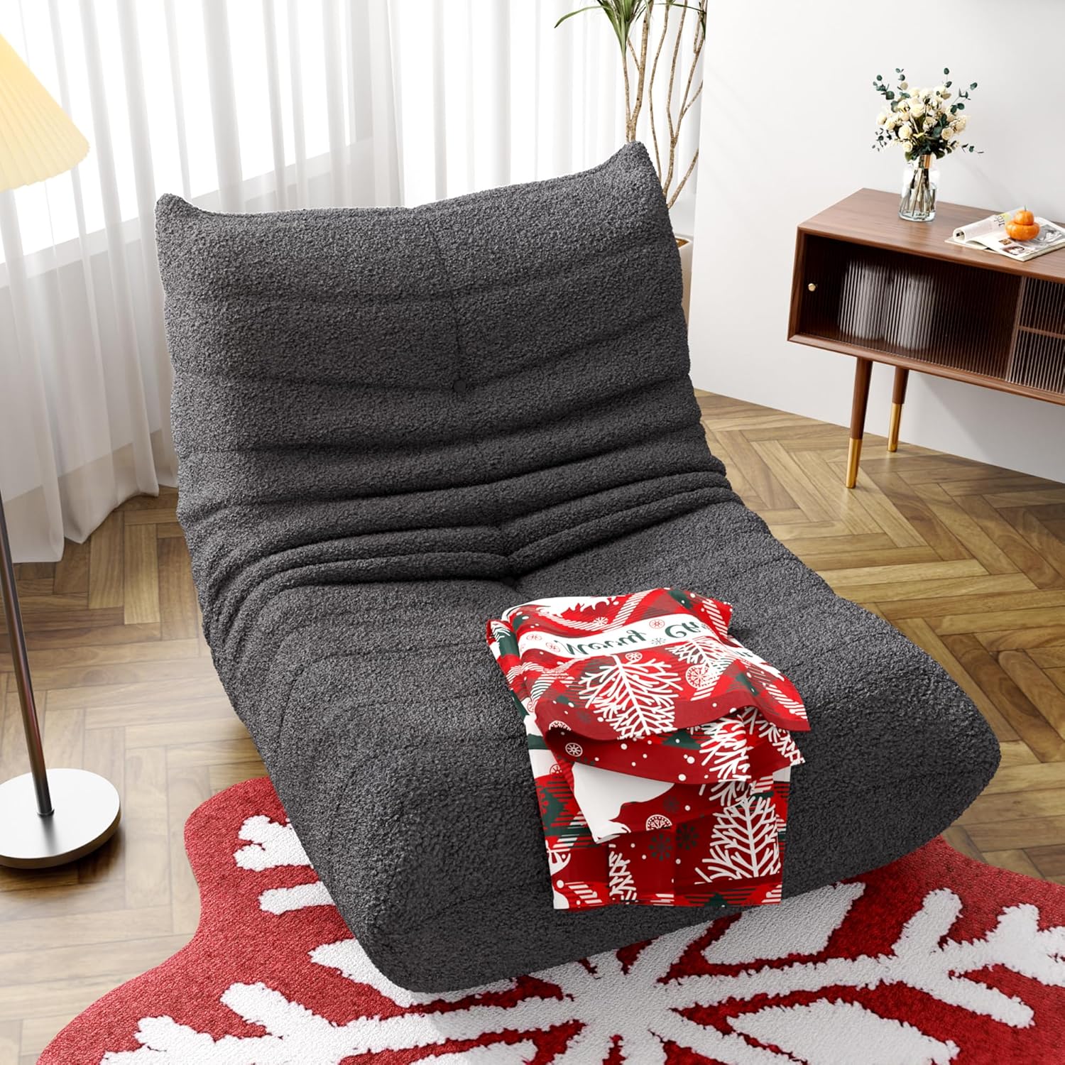 okwish Sitzsack Sofa Bodensofa, Bodenstuhl mit Rückenlehne, Lesesessel Bequem XXL, Lazy Sofa, Bean Bag Chair für Schlafzimmer Wohnzimmer, Liegesessel Grau