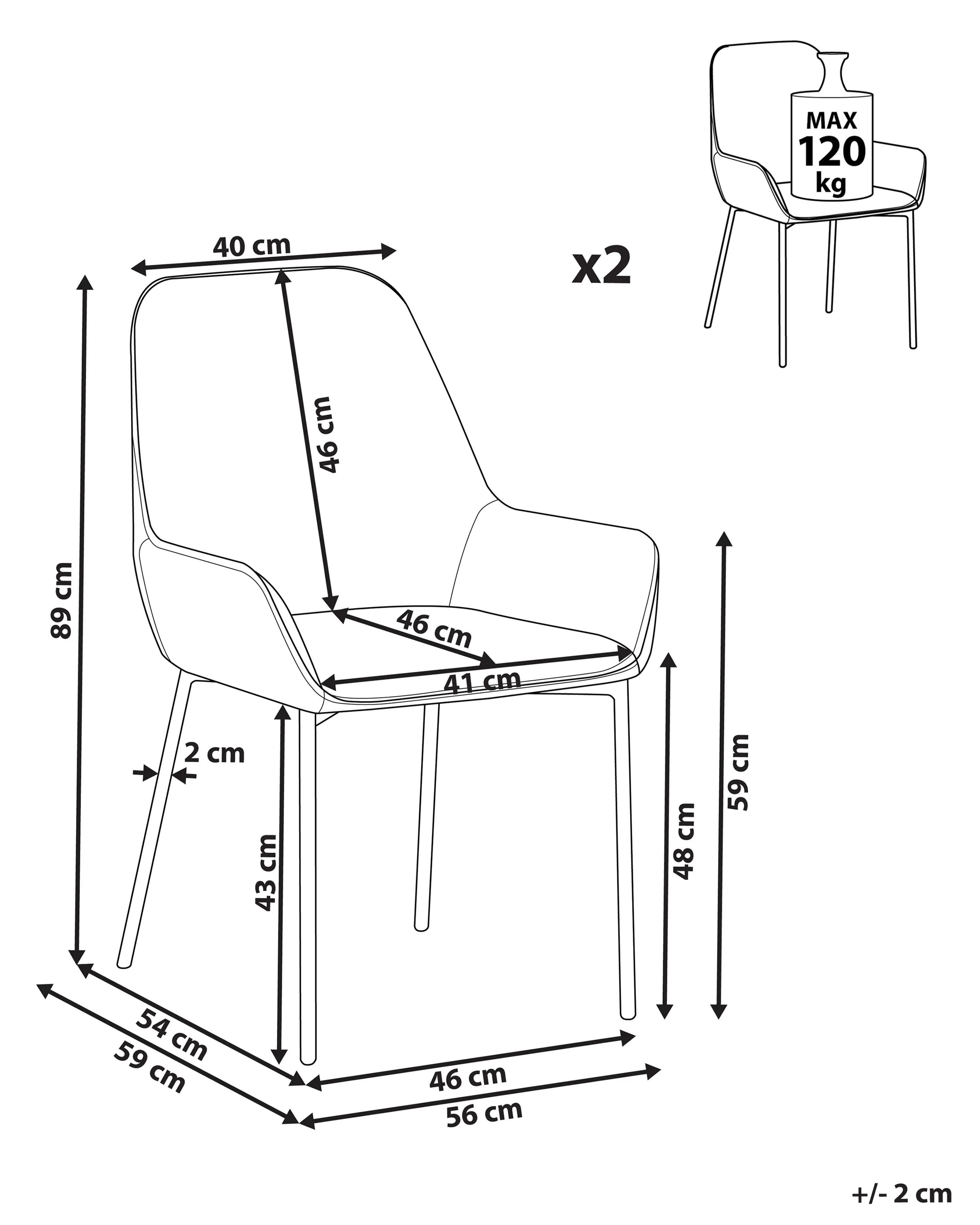 Set van 2 eetkamerstoelen LOVERNA Corduroy Donkergroen
