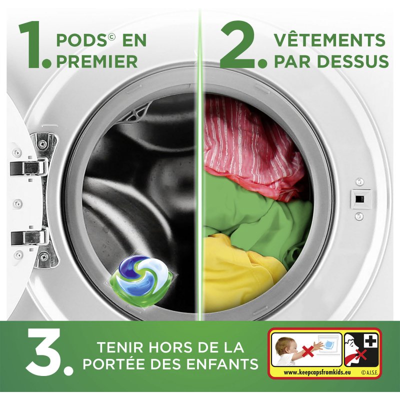 Lessive Pods Ariel 3 en 1 Alpine – 30 lavages