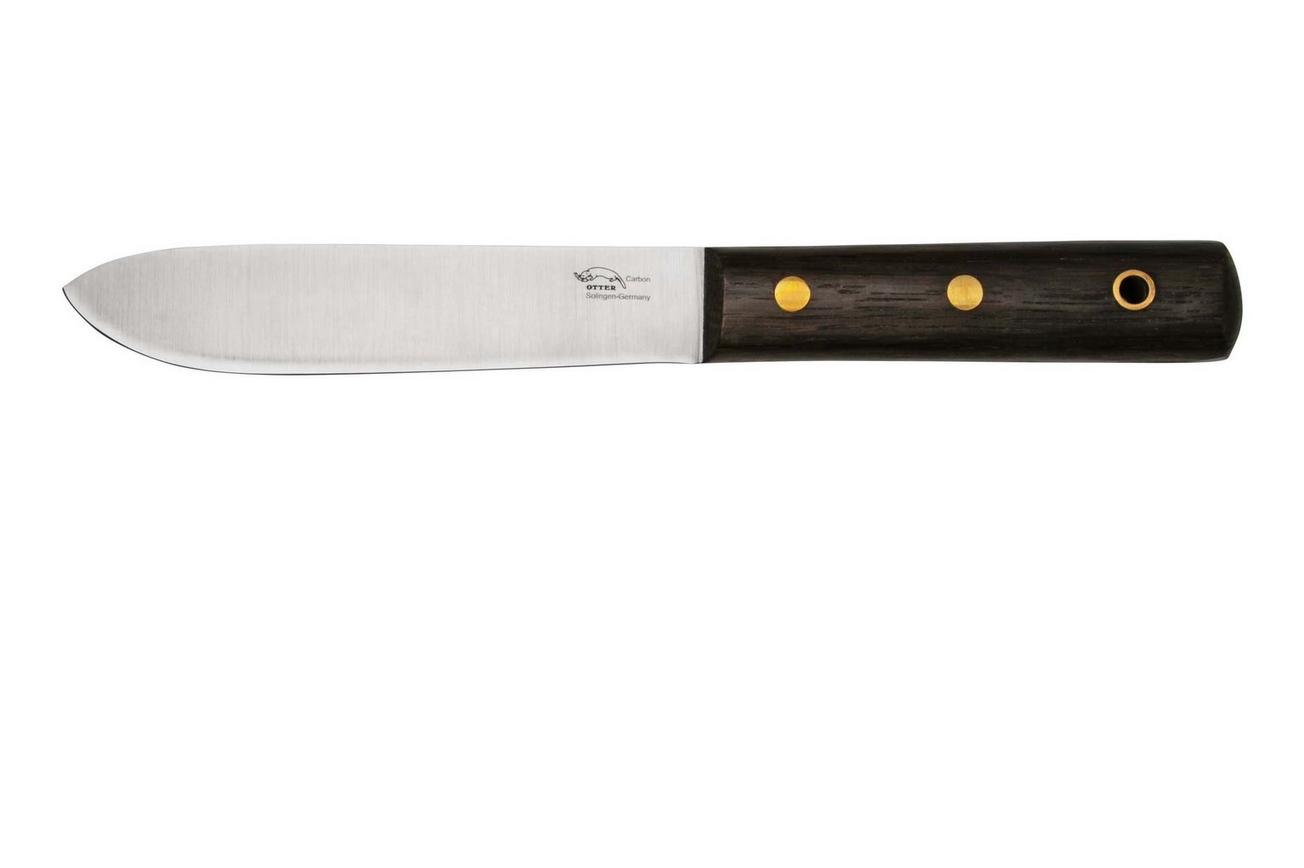 Otter Sailor and Boat Knife 901, Carbon, Smoked Oak, Leather Sheath, vaststaand mes