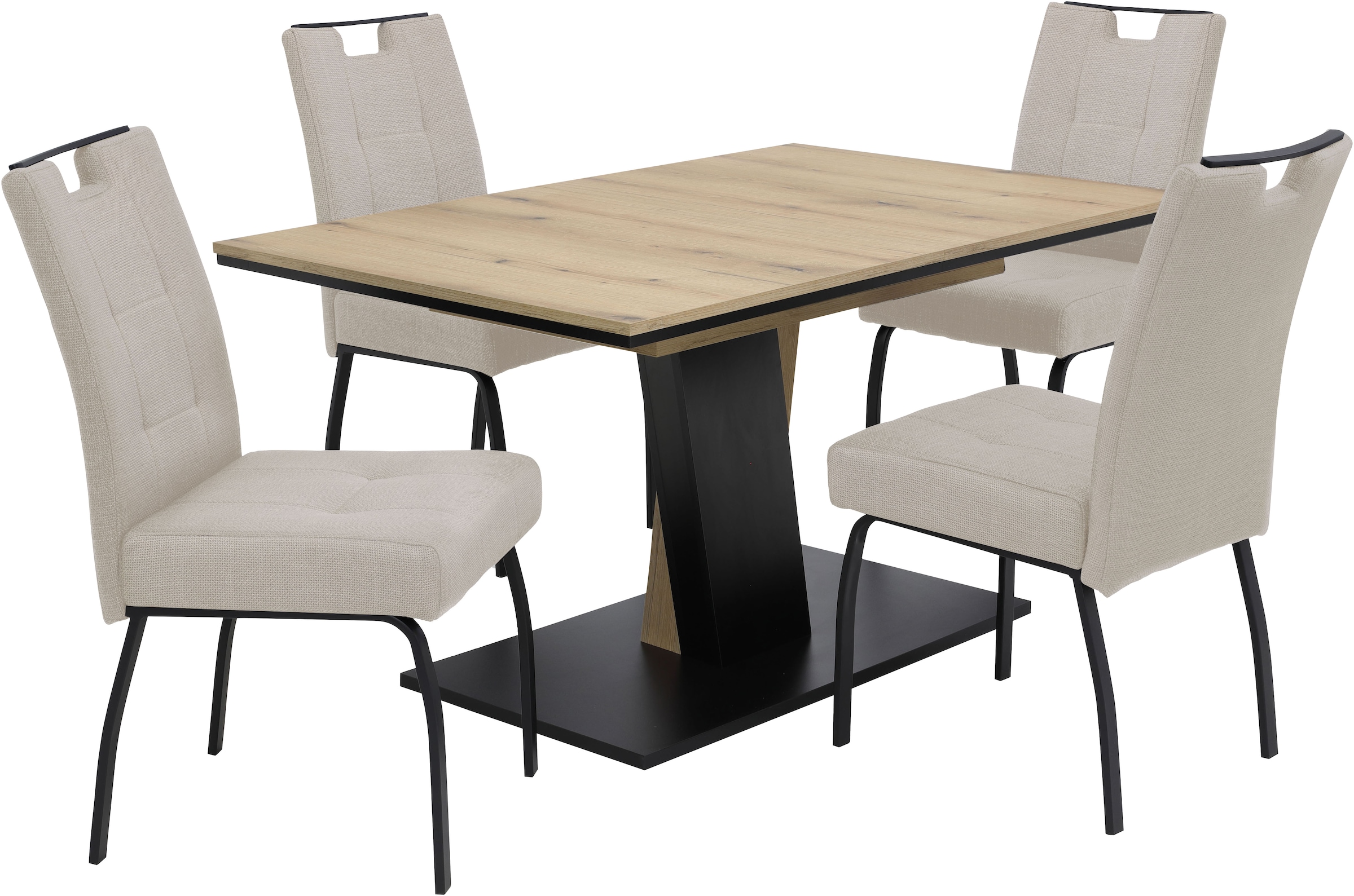HELA Essgruppe »EBRO« Set, 5 Stk. tlg. Mit Synchronauszug, Vierfussstuhl XL Sitzbreite, Federkorb, Griff