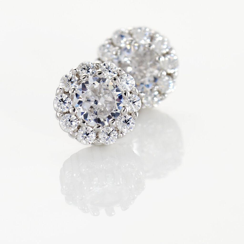 Boucles D'oreilles Puces Argent Blanc Fulp Oxydes De Zirconium