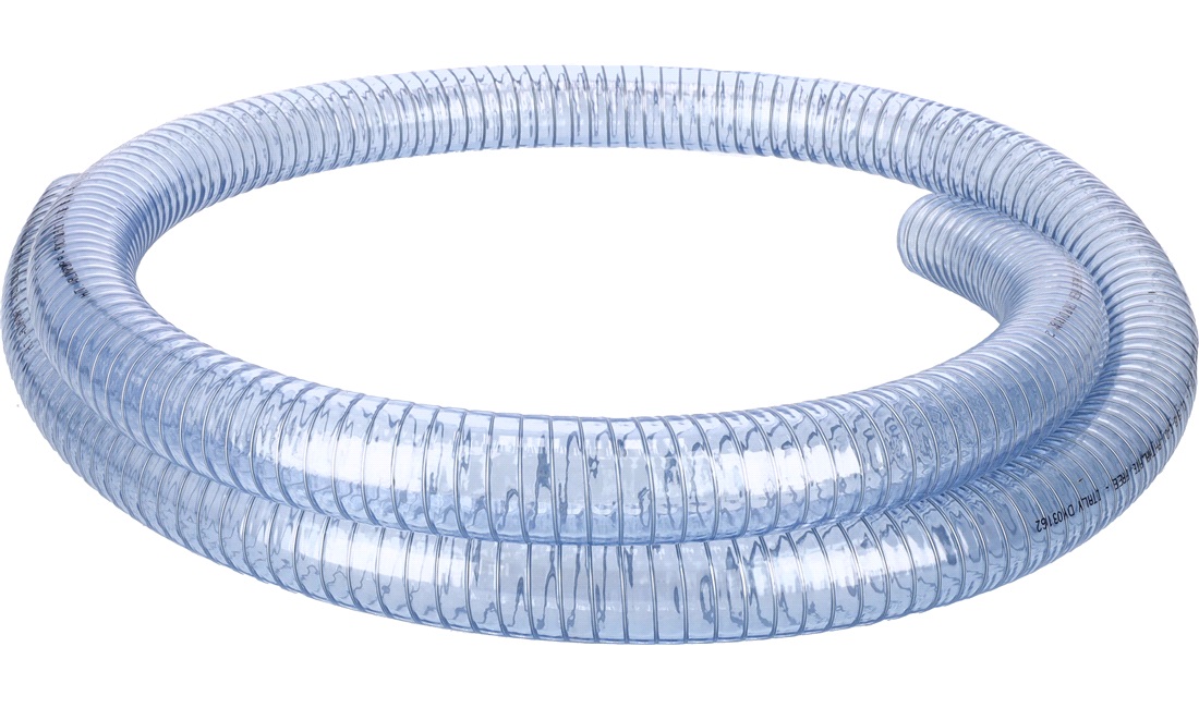Klar slange m/stålspiral 45mm, rulle 3m