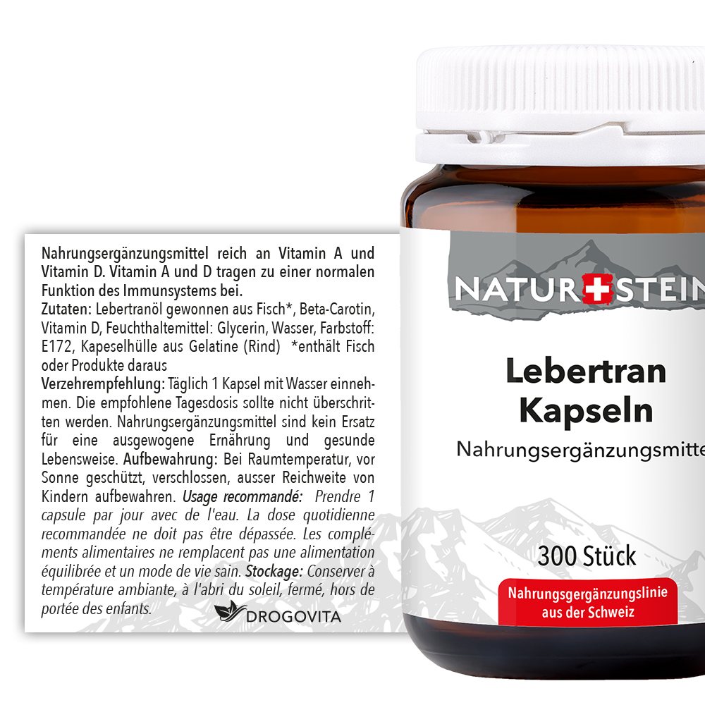 NATURSTEIN Lebertran Kaps Glasfl 300 Stk