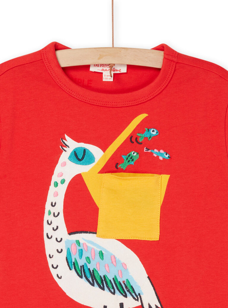 T-shirt rouge à animation pélican
