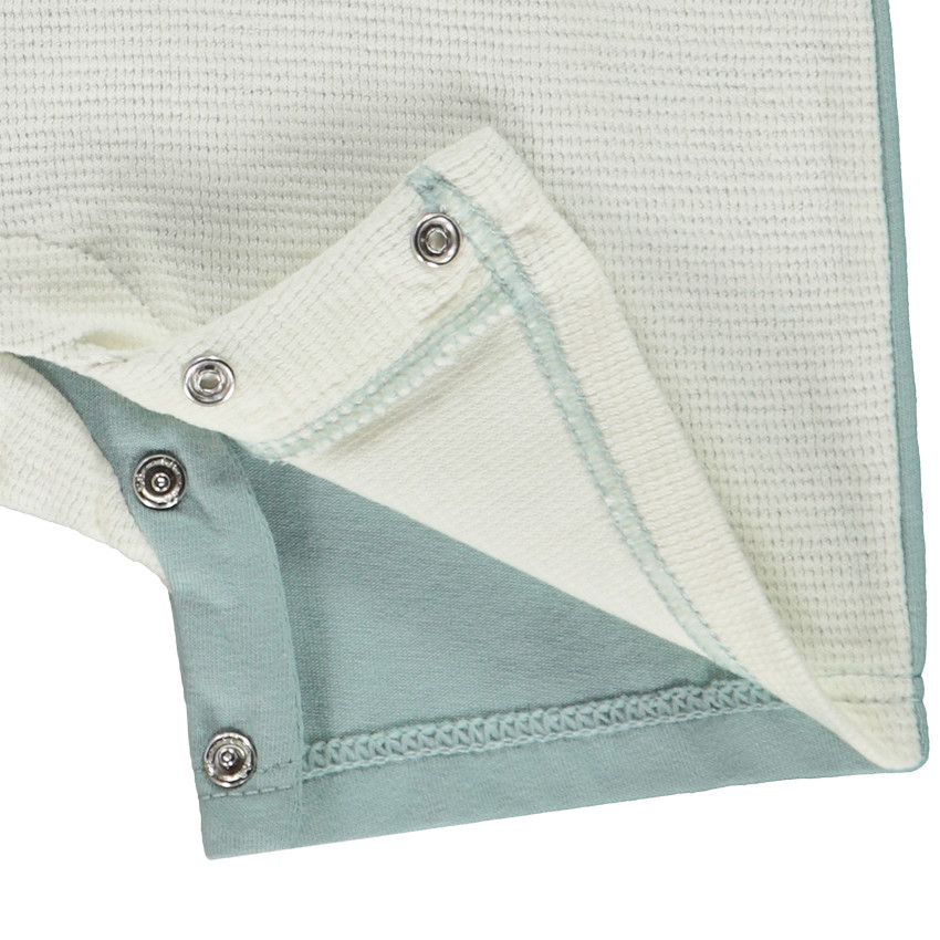 Combinaison manches courtes brodée hippopotame + oreilles 3D pour bébé garçon - Bleu moyen