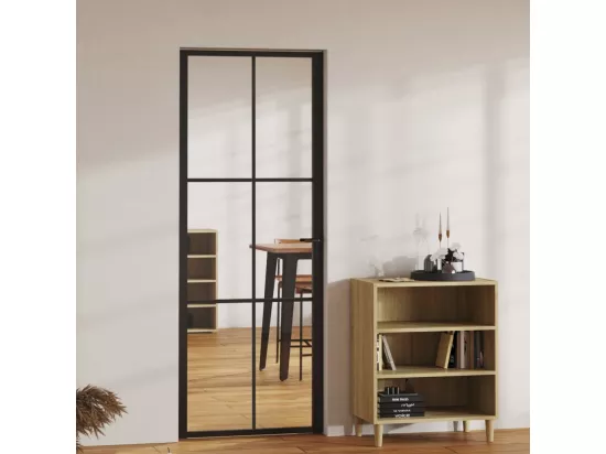 Porte intérieure Verre ESG et aluminium 76x201,5 cm Noir