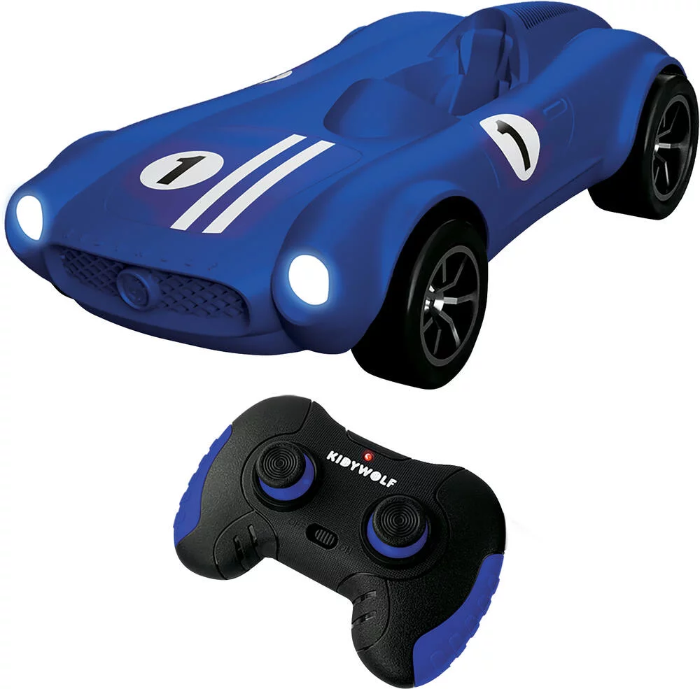 KIDICAR - VOITURE TELECOMMANDEE BLEUE PERSONNALISABLE AVEC PHARES