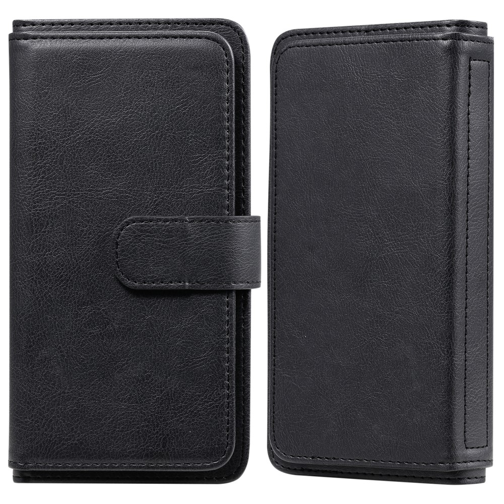 Samsung Galaxy S21 FE 5G Leder Wallet Etui Tasche mit 10 Kartenfächern - Schwarz