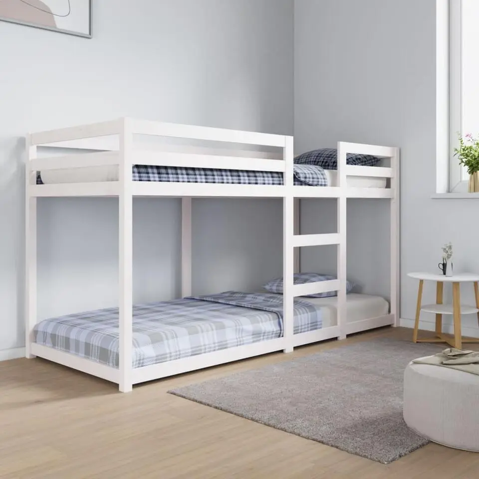 vidaXL - Stapelbed met zijladder - Wit - Massief grenenhout - 80x200 cm