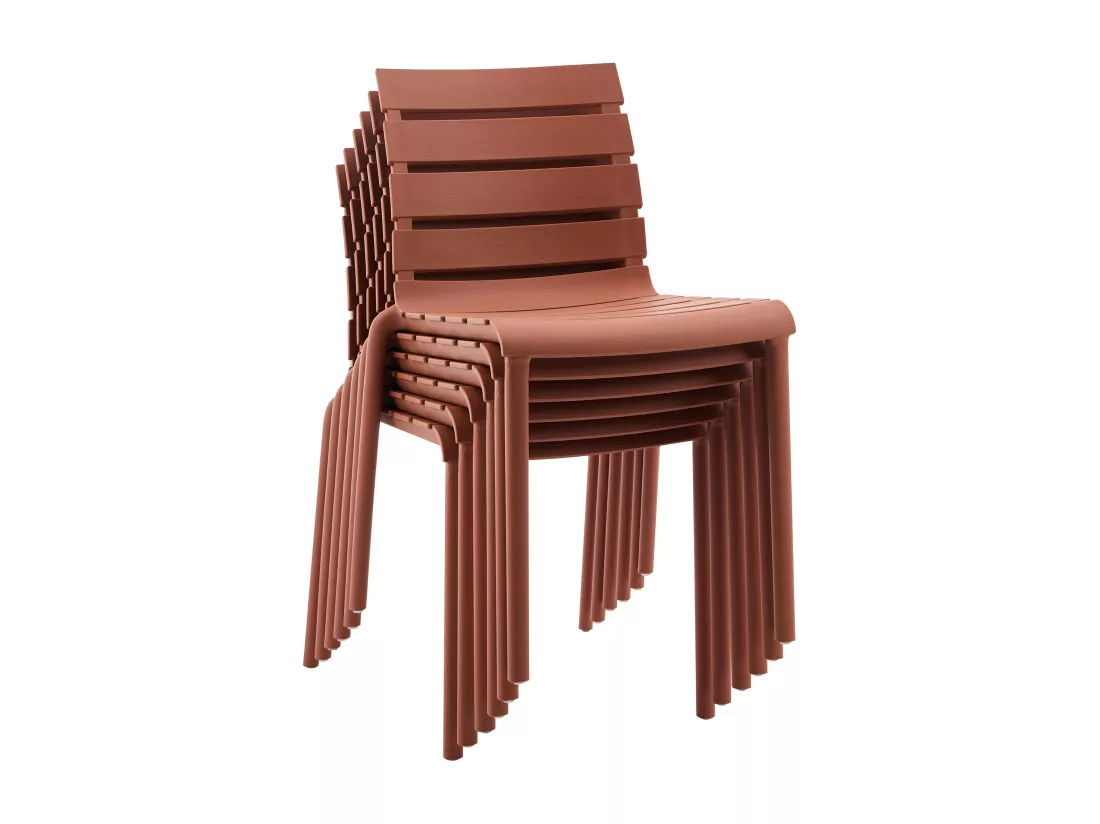 Lot de 2 chaises de jardin empilables en polypropylène - Terracotta - PANDJI de MYLIA