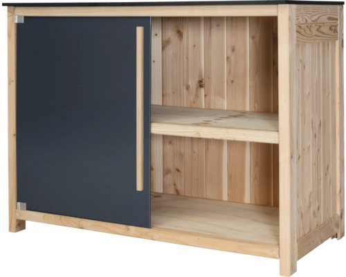 Tuinkast/buitenkeuken Konsta type 603 Douglasspar hoekmodule deur links 120 x 58 x 92 cm HPL antraciet