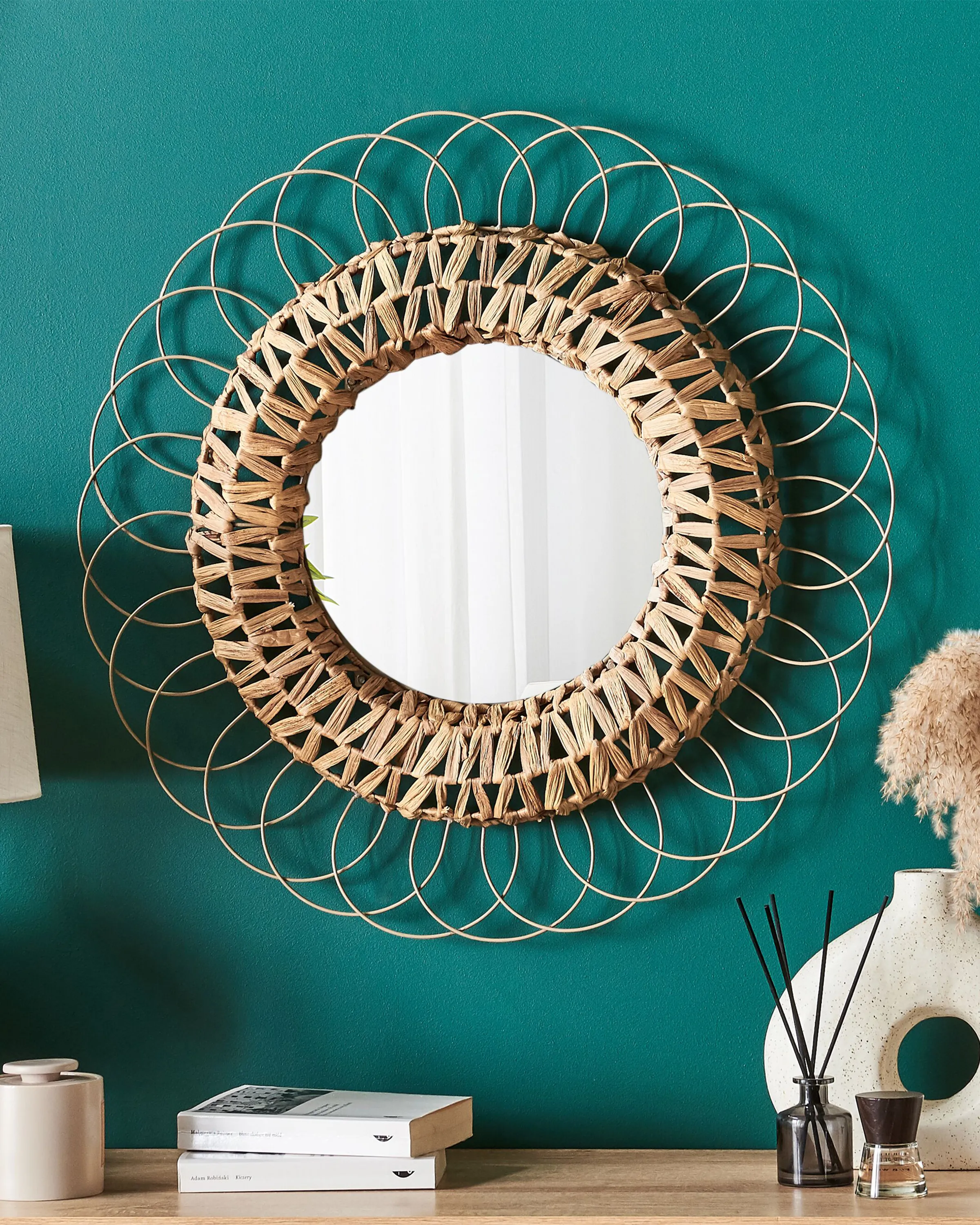 Wandspiegel PAMOL 67 cm 67 cm Wicker Natuurlijk