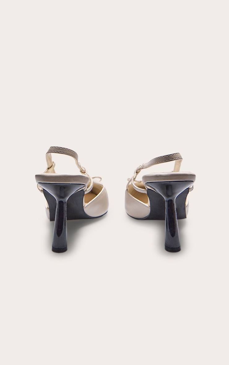 Multicolore Escarpins À Talons Hauts Noirs Et Crème À Bout Pointu Avec Nœud En Synthétique