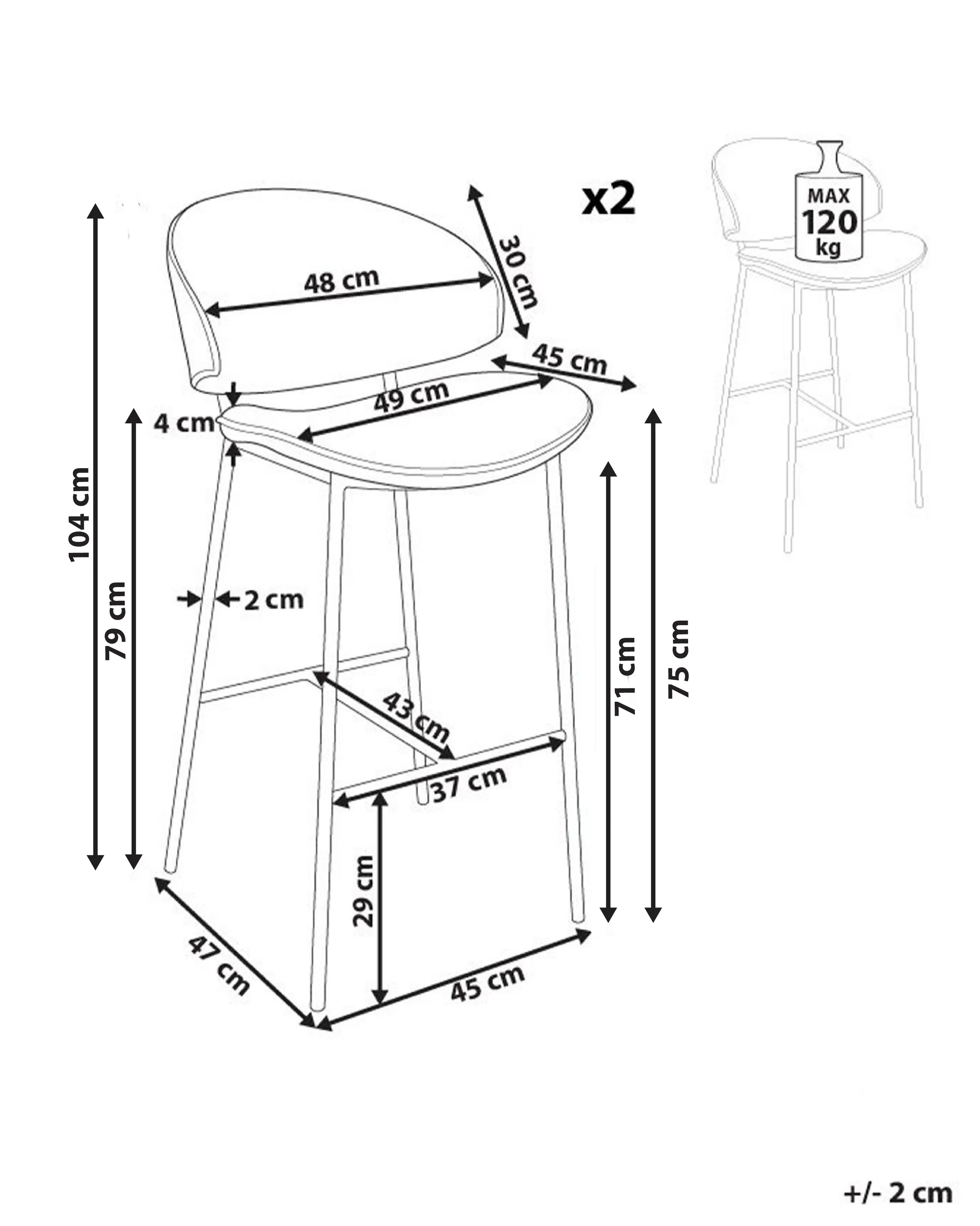 Set van 2 barstoelen KIANA Kunstleer Bruin