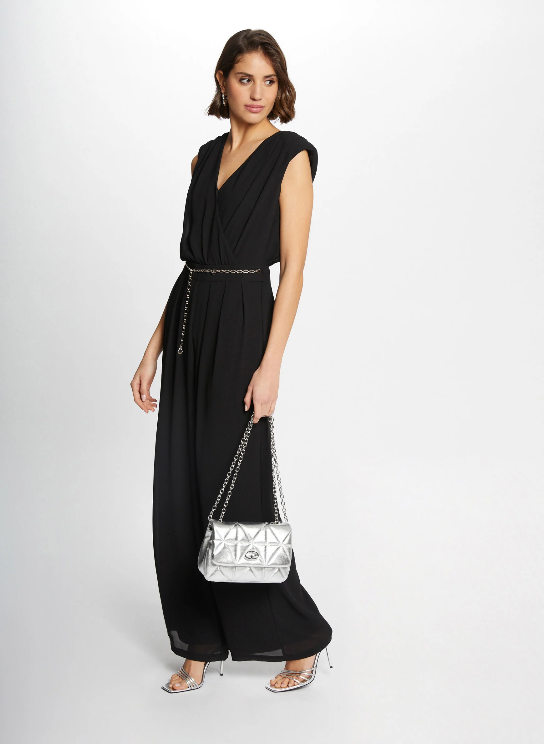 PIDOU - Robe longue col rond ceinturée | Noir