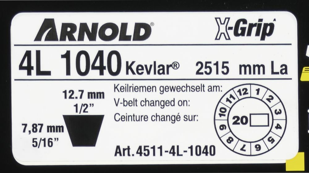 Courroie trapézoïdale x-grip v de type 4l1040
