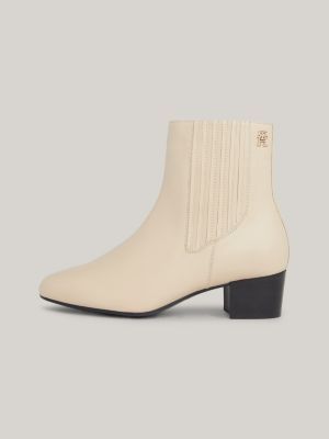 Botas de cano curto essenciais em couro com salto bloco