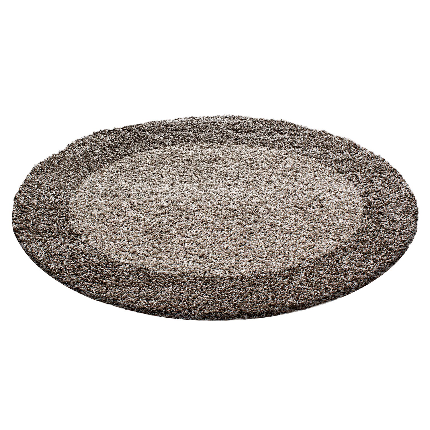 Wunderschöne Rund Bordüre Shaggy Hochflor Langflor Designer Teppich 2 Farbig