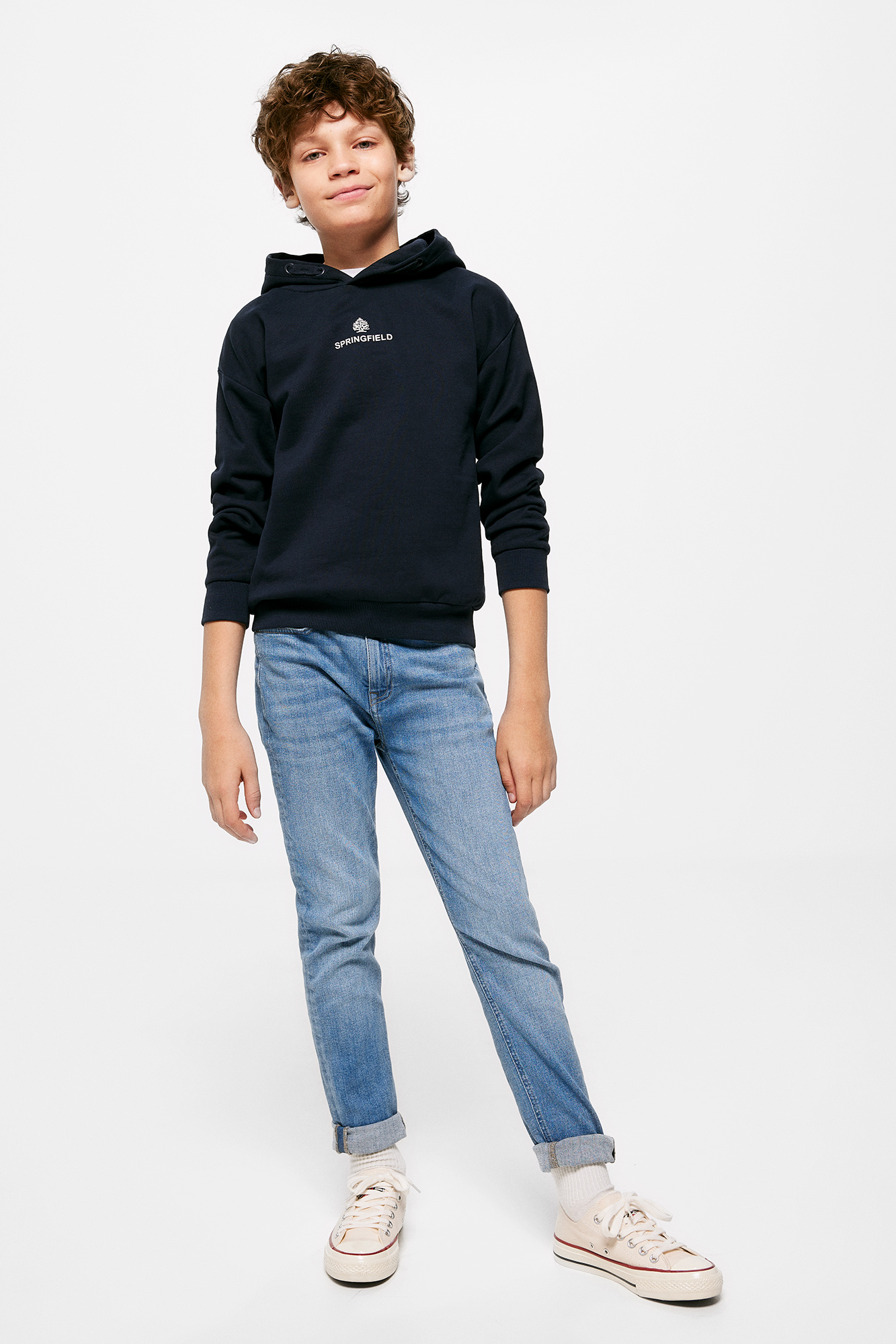 Calça jeans infantil de comprimento médio