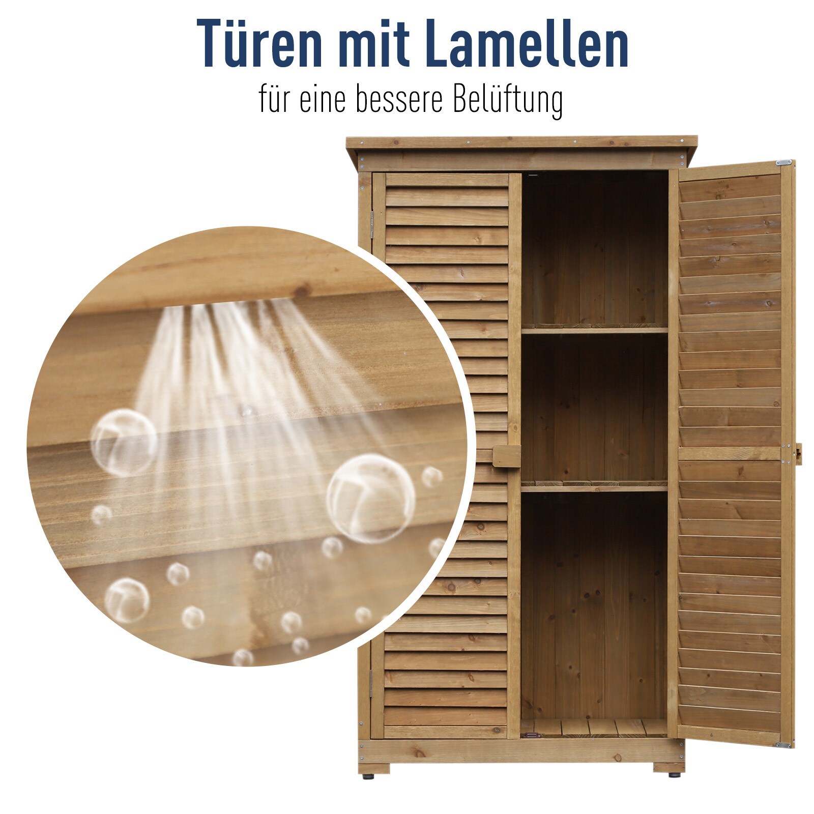 Outsunny Gartenschrank mit Lamellentüren 87 x 46,5 x 160 cm (LxBxH)
