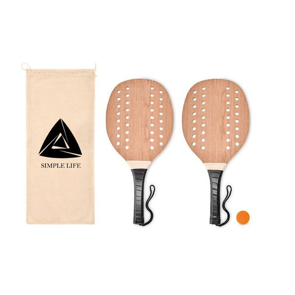 GiftRetail MO6846 - PALAS Set beach tennis en bois de ros