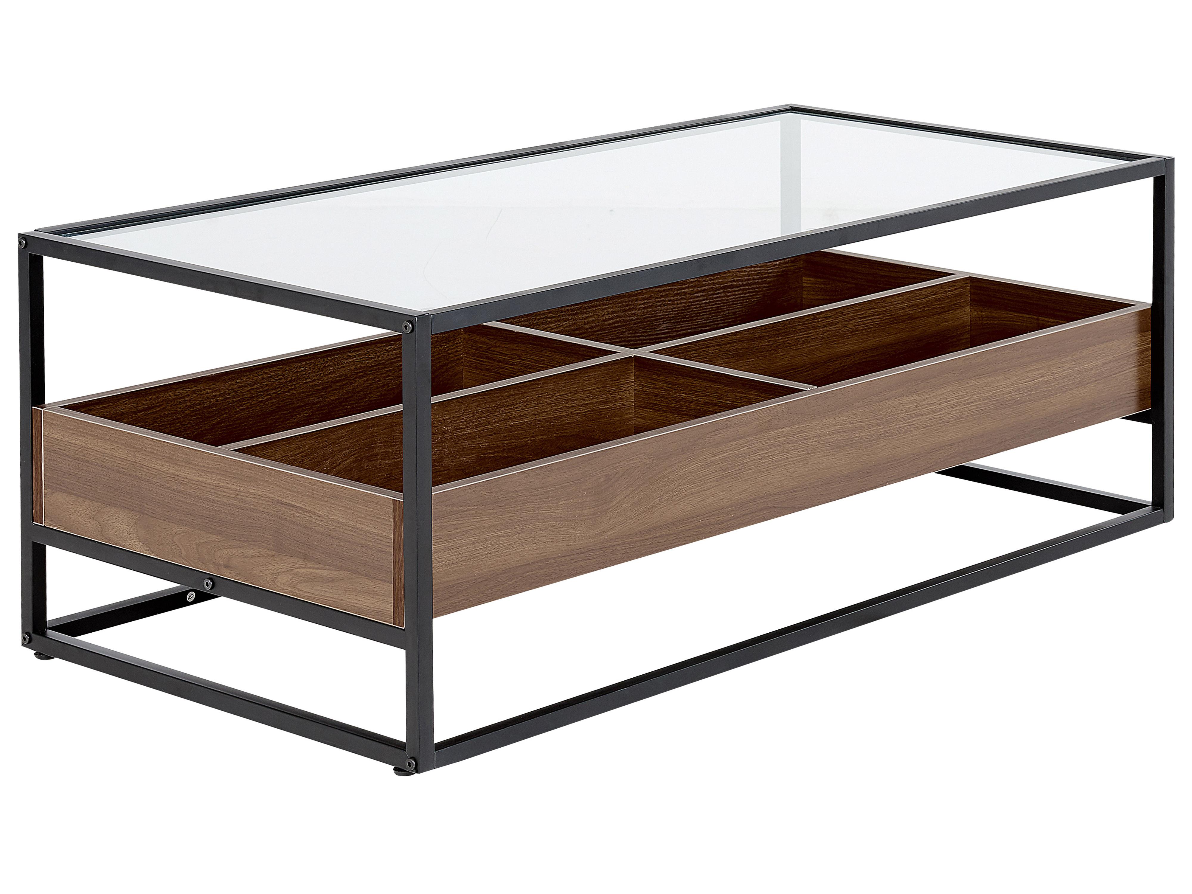 Salontafel WACO Veiligheidsglas Zwart met opbergruimte