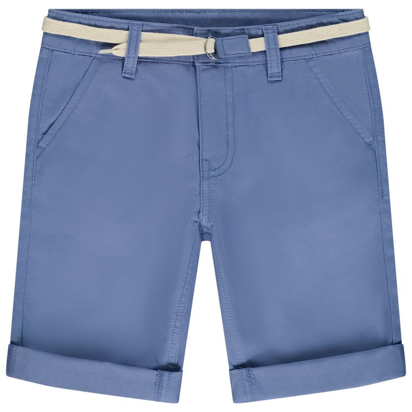 Bermuda ceinturé en twill pour garçon - Bleu moyen