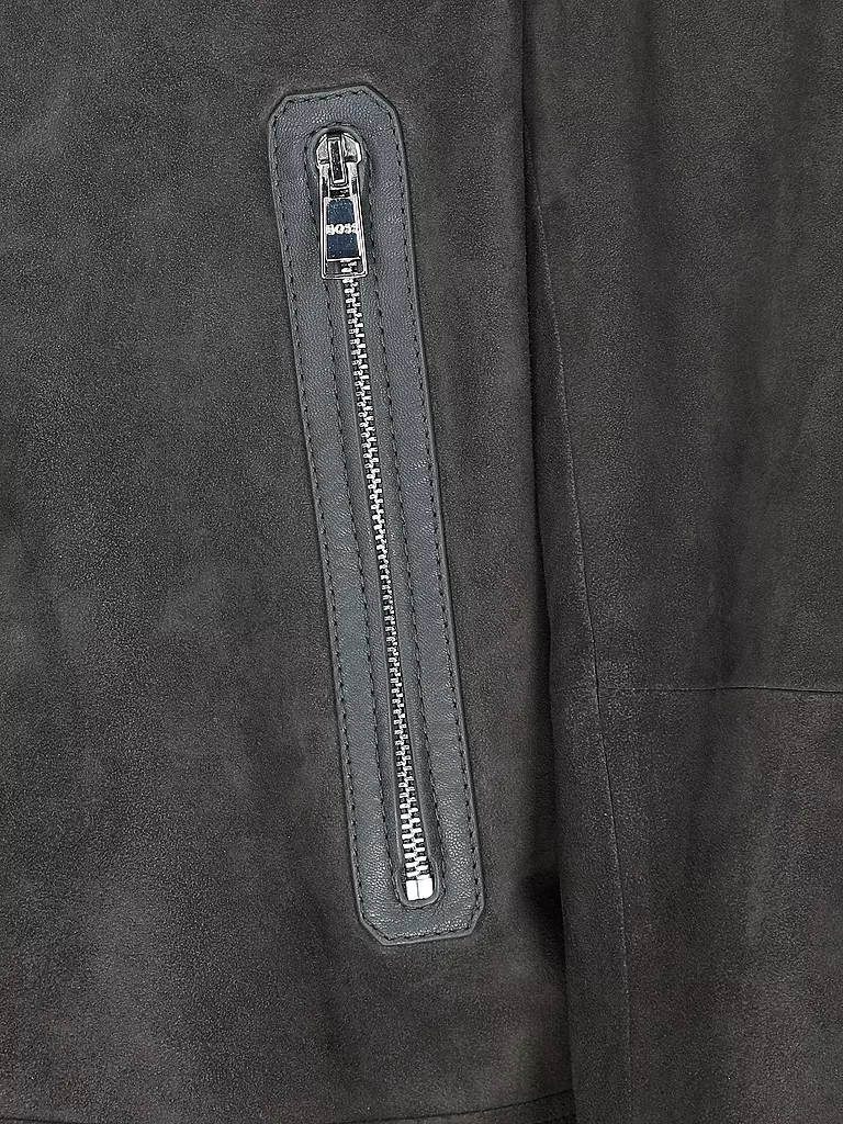 BOSS Lederjacke grau