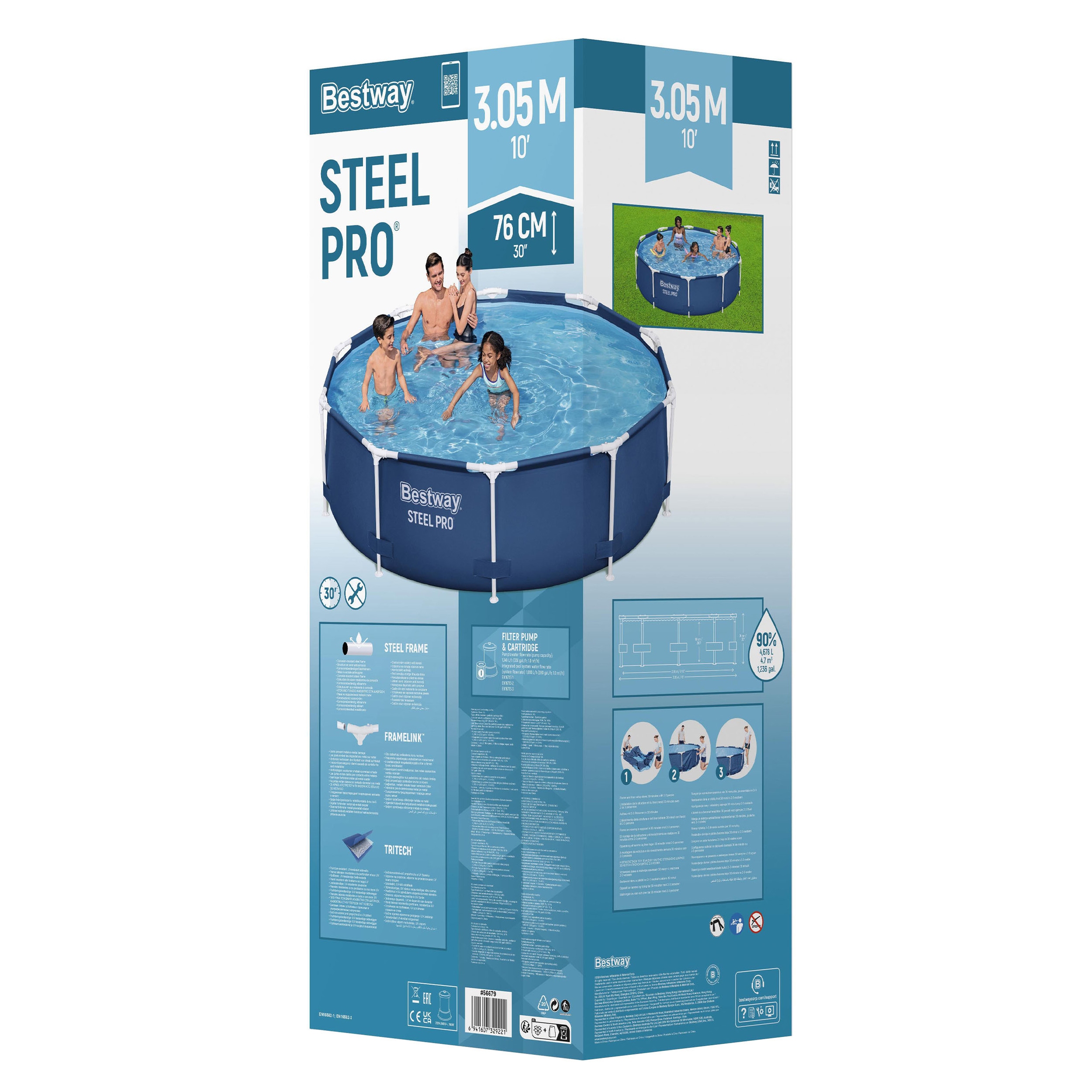 Bestway Pool Set dunkelblau 305 x 76 cm