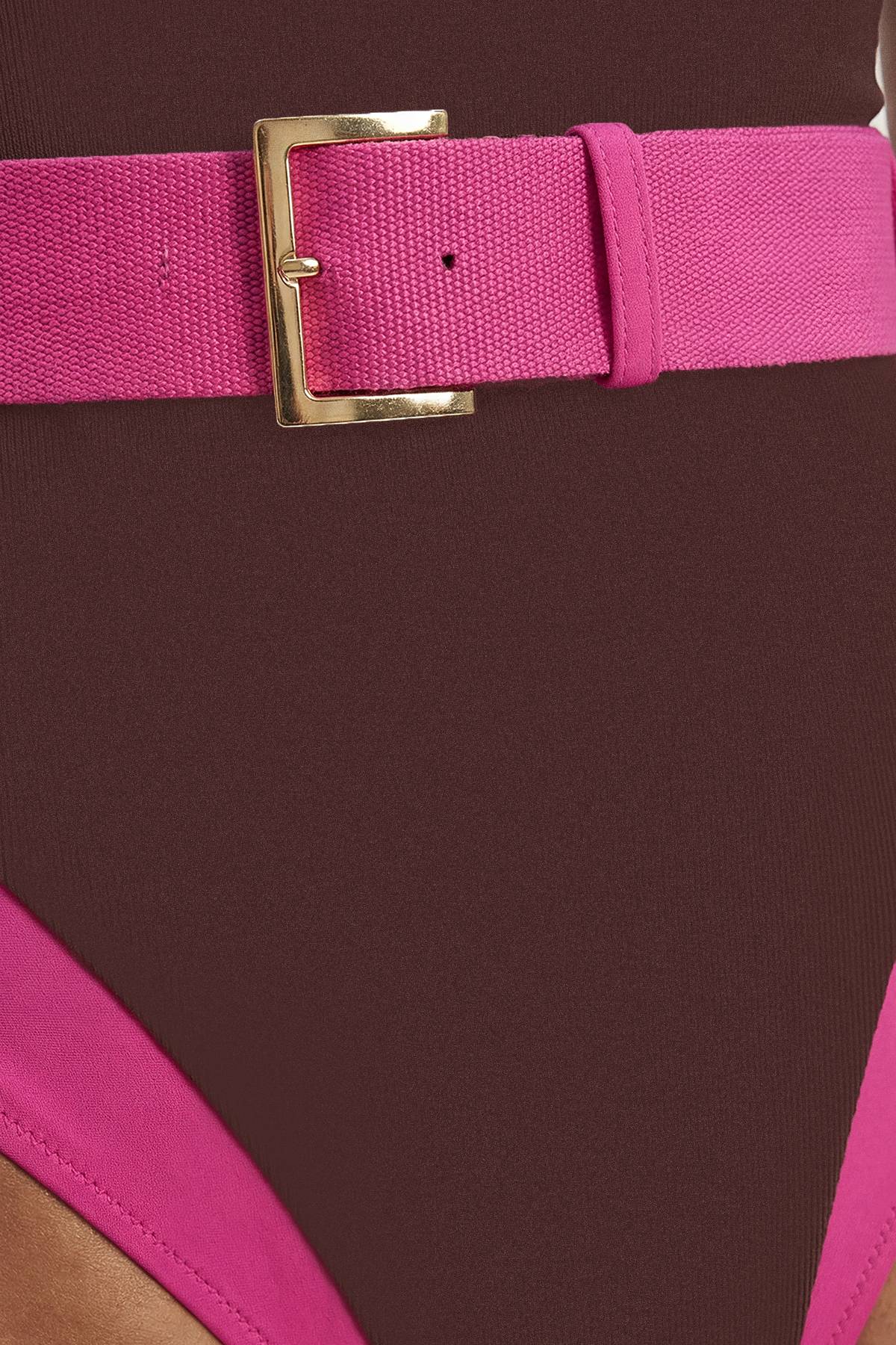 KarenMillen Maillot de bain taille haute à garniture contrastée