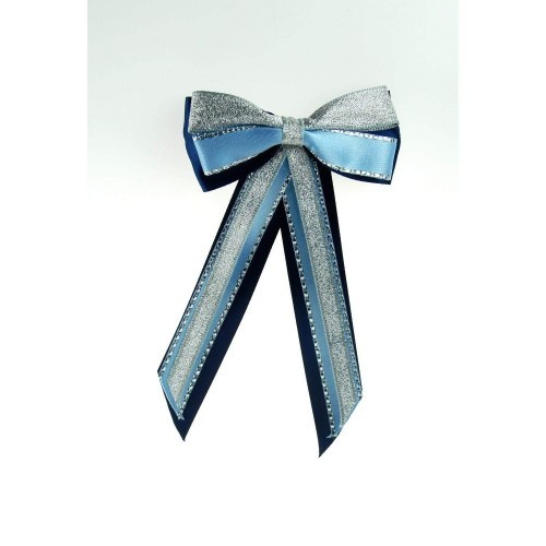 Laço de cabelo azul/prateado para concurso de beleza