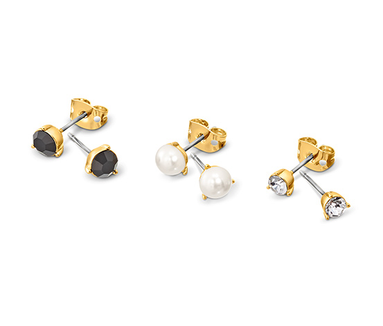 Ohrstecker Set Black and White