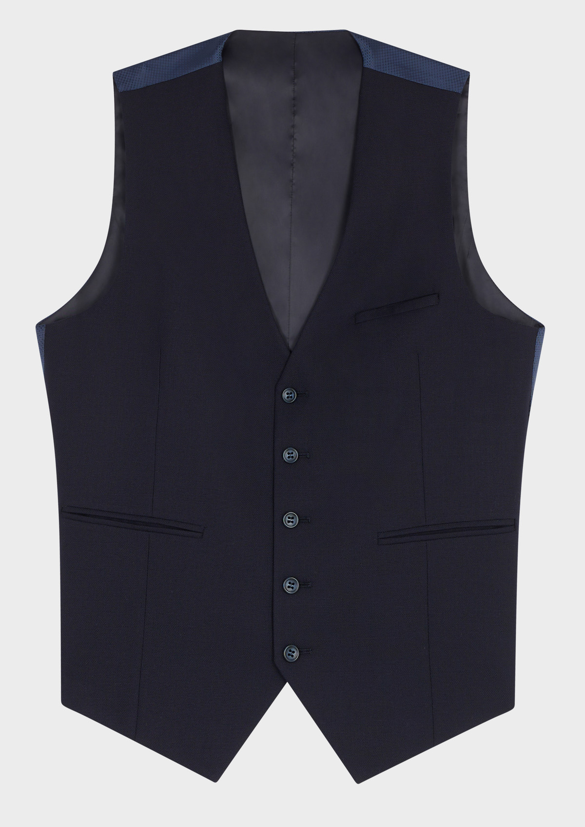 Gilet de costume en laine stretch unie bleu marine