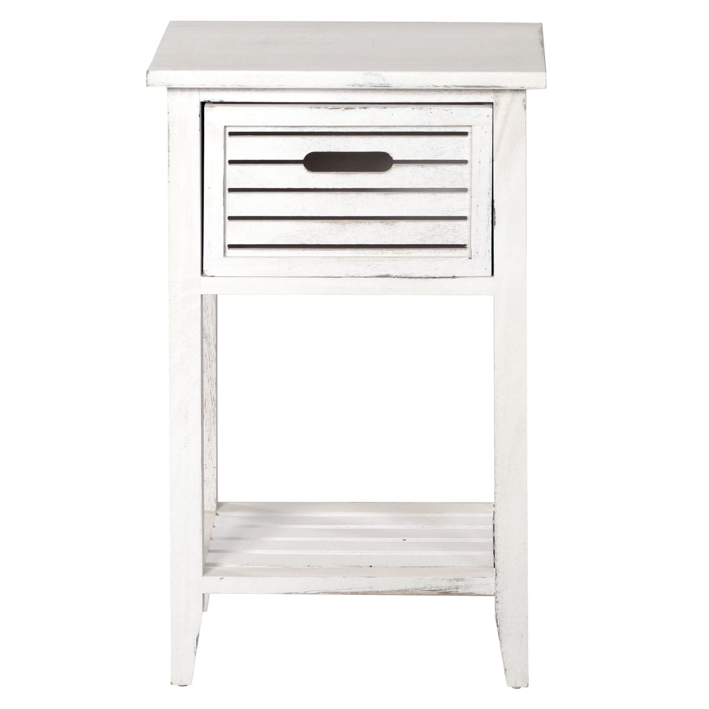 Kommode Beistelltisch, 57x35x27cm, Shabby-Look, Vintage ~ weiß