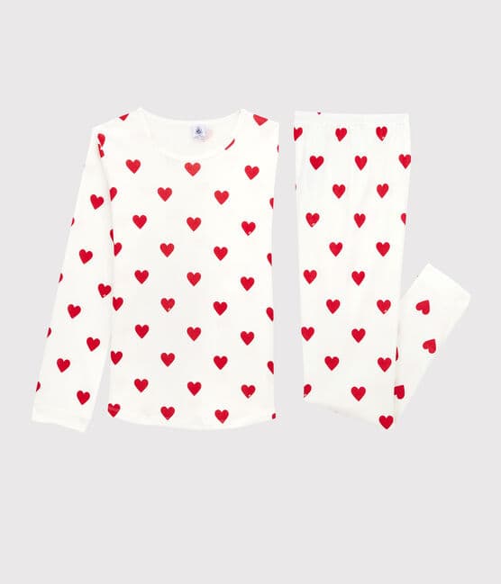 Pyjama fille imprimé cœurs en côte