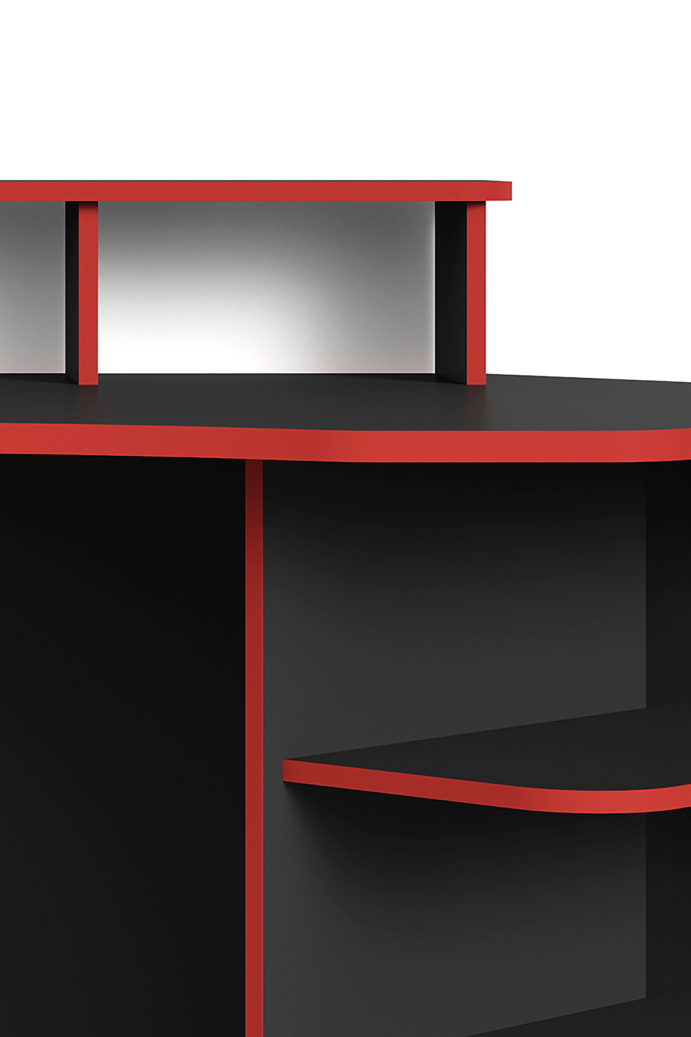 byLIVING Schreibtisch THANATOS, Breite 198 cm, schwarz, Kanten in rot