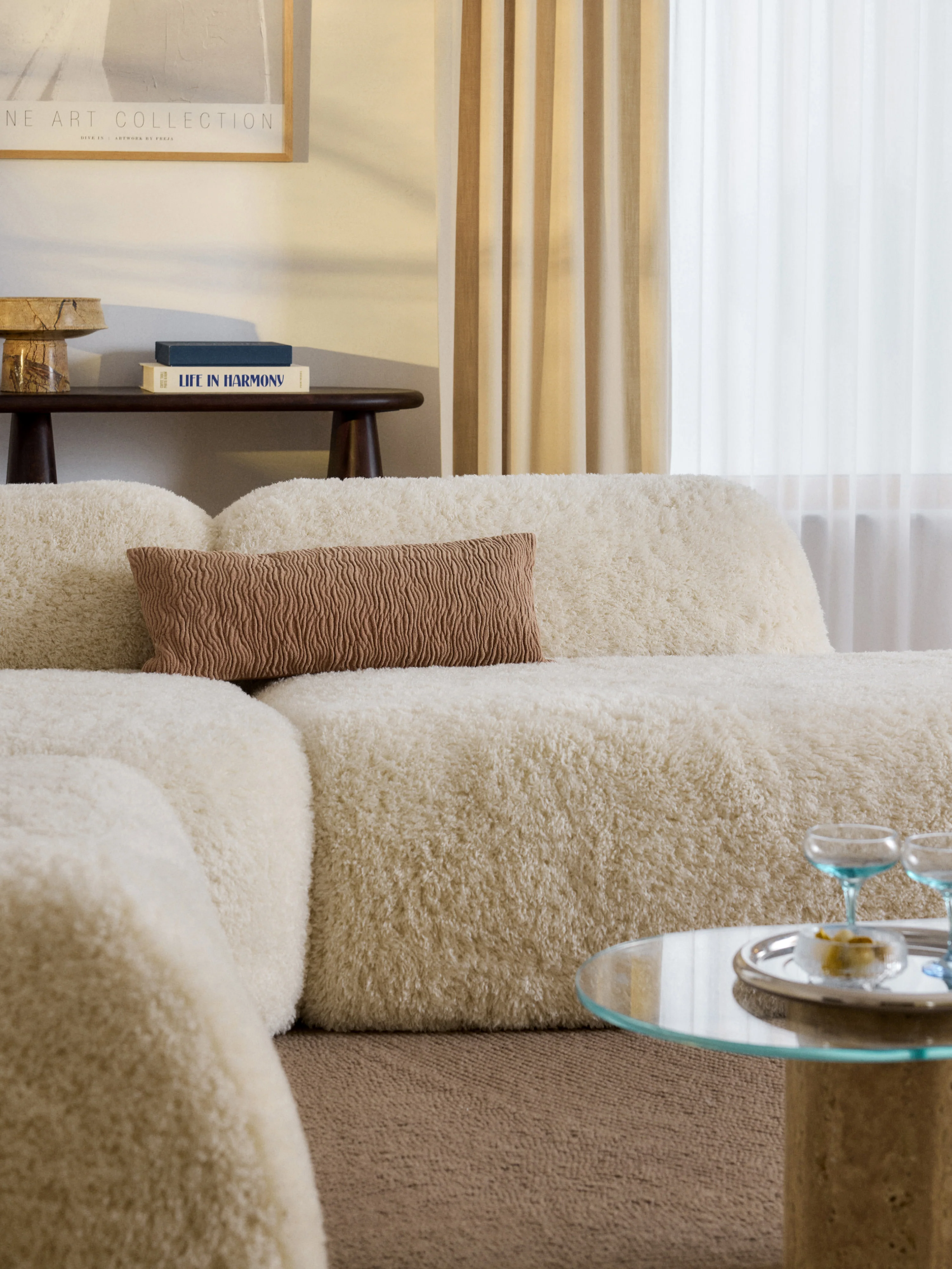 Modulaire teddy hoekbank Wolke (4-zits) met chaise longue